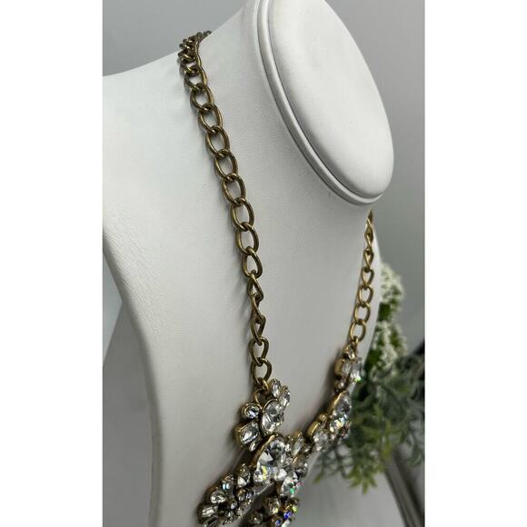 J. Crew Multi Shaped Large Rhinestone Wheels Bling Statement Necklace - Picture 11 of 16